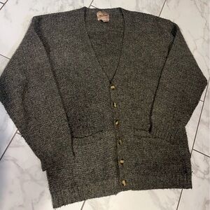 Vintage Woolrich Charcoal Cardigan Wool Knit Sweater Button Up